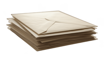 Isolated Stack of Beige Envelopes on a Transparent Background Photo