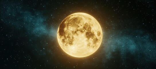 Golden Moonlit Night Sky