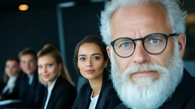 Portrait of a Confident Senior Businessman with his Team