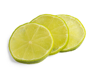 Lime slices macro isolated on transparent background