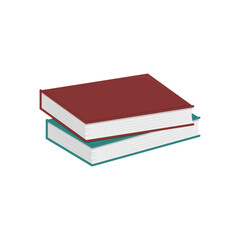 stack of books. two stacks of books with red and green covers on a white background. hard cover books. school supplies. office supplies. library. hobby. vector illustration