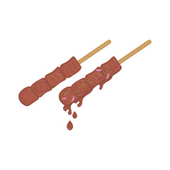 satay on white background. chicken satay. goat satay. beef satay. food theme. vector illustration