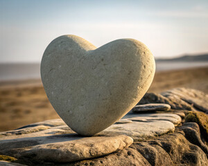 Fototapeta premium heart shaped stones on the beach