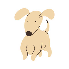 Cute playful beige puppy, minimalist cartoon illustration