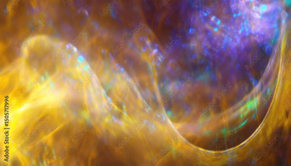 Aufkleber ethereal macro swirl of golden amber and violet opalescence with glowing iridescent textures for abs