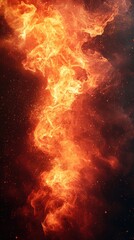 Fiery red flames captured in close-up detail against a solid black background, showcasing intense heat and dynamic motion with high-definition clarity.