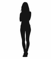 Fototapeta premium Black and white silhouette vector image of a lady