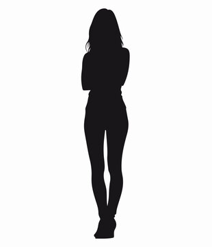 Black and white silhouette vector image of a lady