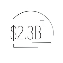Clean vector symbol $2.3B – realistic or abstract billion or million dollar value. Perfect for infographics, business and financial presentations.
