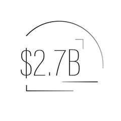 Obraz premium Clean vector symbol $2.7B – realistic or abstract billion or million dollar value. Perfect for infographics, business and financial presentations.