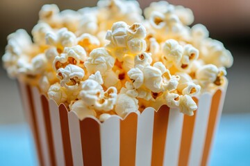 Popcorn in carnival bucket with festive sunset