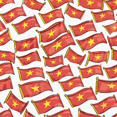 Fototapeta premium Vietnam flag Vector Illustration with Seamless Pattern Design