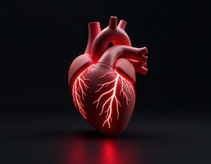 Glowing Human Heart Anatomy 3D Render