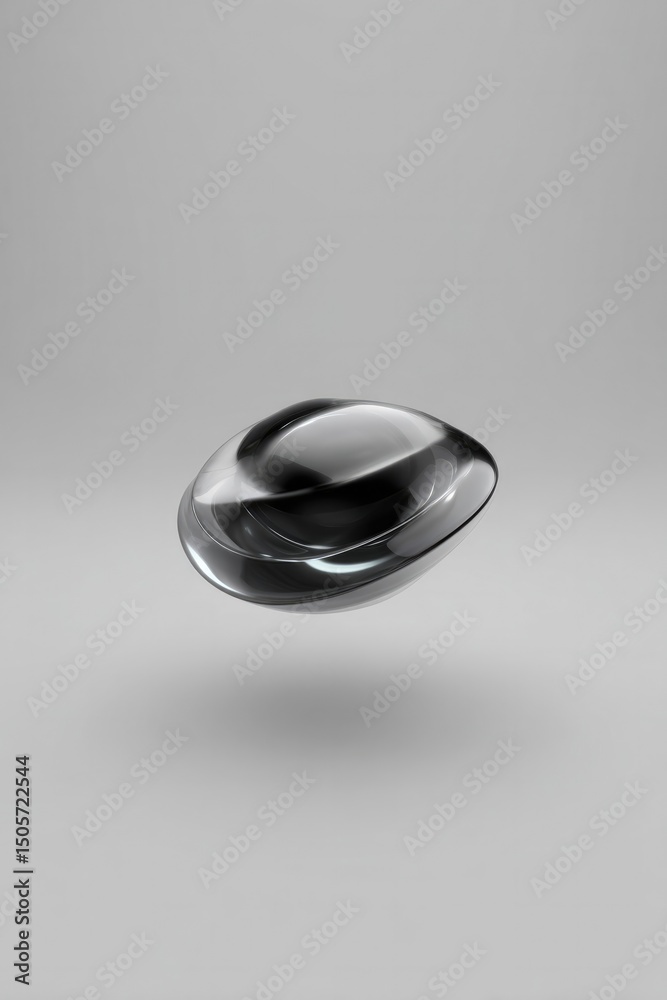 Aufkleber 3d illustration of futuristic abstract object floating in empty space with ample copy space around it