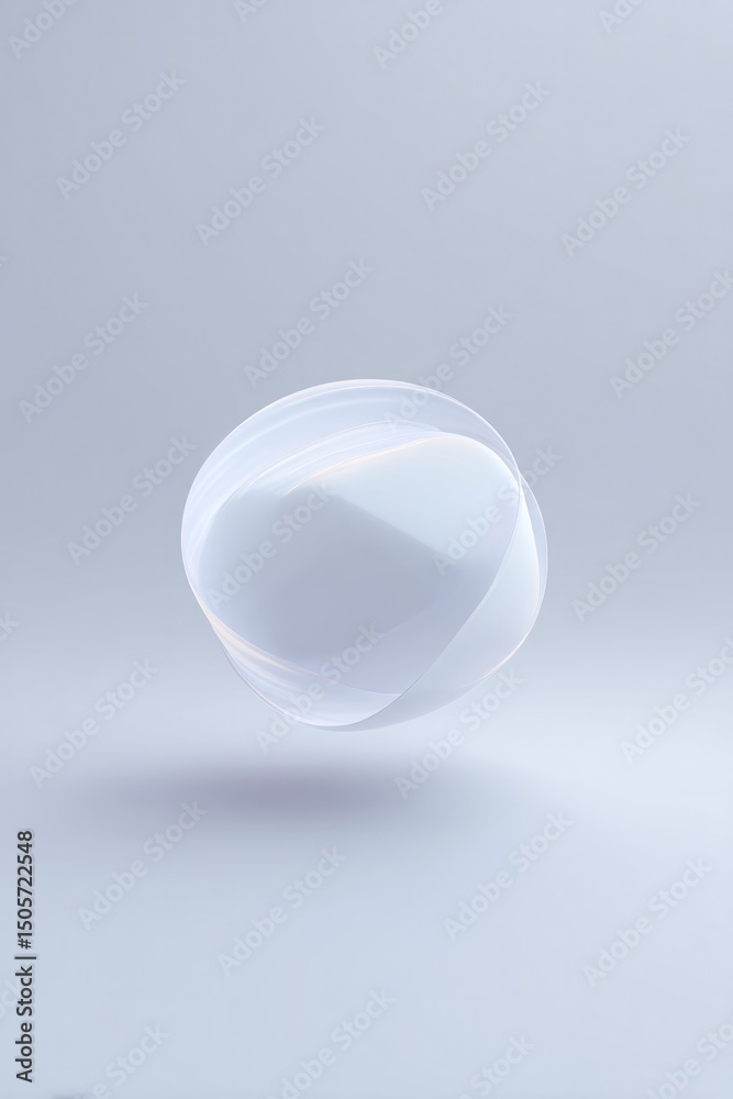 Poster 3d illustration of futuristic abstract object floating in empty space with ample copy space around i