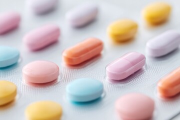 collection of contemporary medicine blister packs with pills arranged neatly on white surface