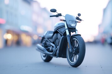 Fototapeta premium motorbike stands alone in stylish composition its sleek design highlighted against urban backdrop