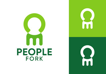 Fototapeta premium people with fork logo. find job food recruitment vector design concept