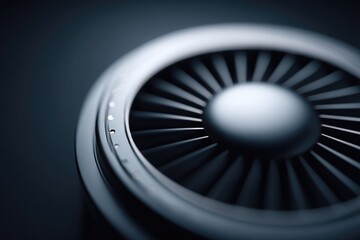 sleek minimalistic image focusing on intricate details of modern aircraft engine