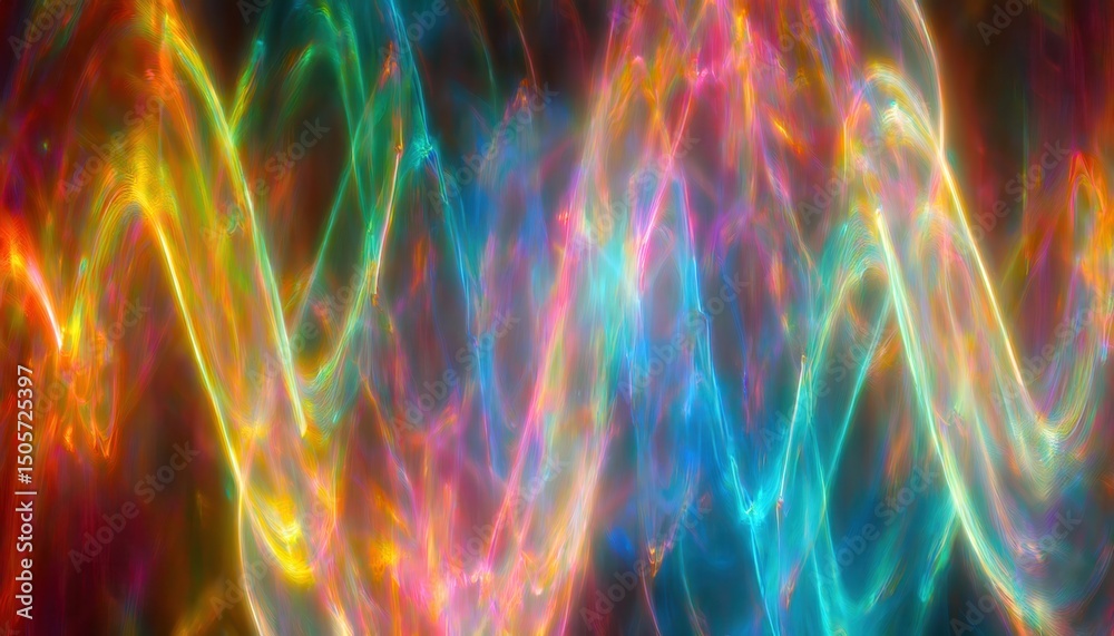 Poster vibrant multicolor light swirl abstract with neon energy streams and glowing motion for digital art,