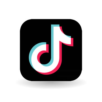 tiktok logo with shadow. tiktok icon with shadow. tiktok button with shadow. 