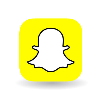 snapchat logo with shadow. snapchat icon with shadow. snapchat button with shadow. 