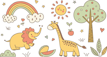 cute hand drawn doodle vector set,a seamless vector doodle illustration in black and white. love, Natural , firework, cloud, weather, rainbow, snow, heart and creative design vector collection.