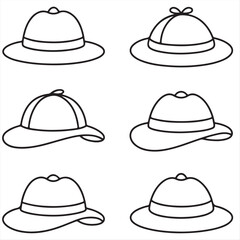 detective hat Line Art Illustrations , Collection of detective  Hat Silhouettes