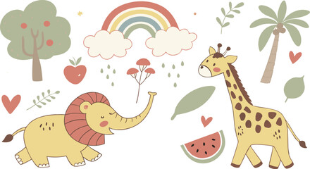 cute hand drawn doodle vector set,a seamless vector doodle illustration in black and white. love, Natural , firework, cloud, weather, rainbow, snow, heart and creative design vector collection.