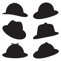 detective hat Line Art Illustrations , Collection of detective  Hat Silhouettes