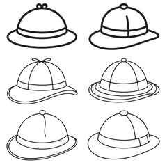 detective hat Line Art Illustrations , Collection of detective  Hat Silhouettes