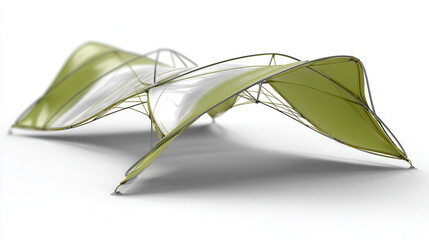 Obraz premium Modern innovative tent with flexible frame and translucent fabric, designed for outdoor use and portability, showcasing