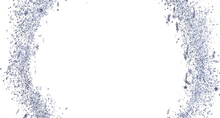 Elegant silver glitter stars border on white. Perfect for holiday cards, invitations, and more!