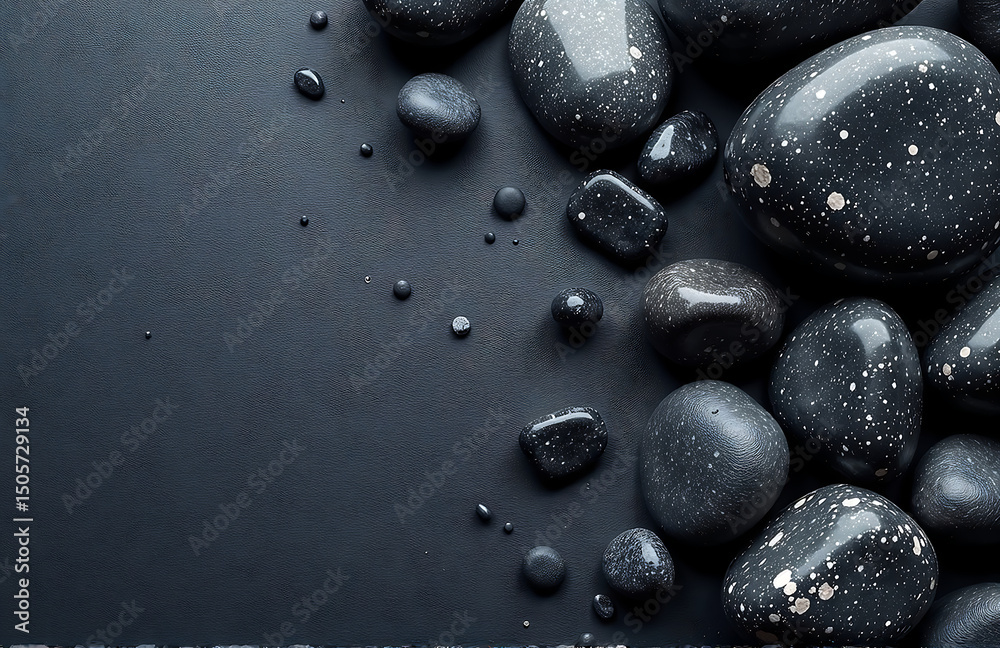 Poster dark rock background pebbles copy space creates textured wide banner ideal unique design