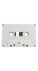 Obraz premium Isolated White Cassette Tape on a Black Transparent Background