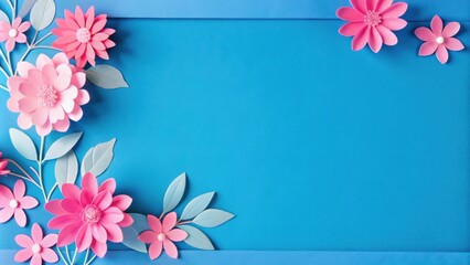 Fototapeta premium Paper Flowers on Blue Background A Minimalist Floral Arrangement with a Touch of Delicate Beauty
