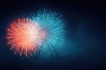 Fototapeta premium colorful fireworks burst against clear night sky symbolizing usa independence day with sense of wonder and celebration