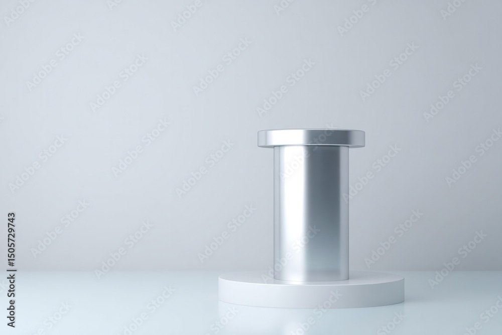 Poster empty podium with reflective surface sparse and minimalistic composition conveying simplicity and el