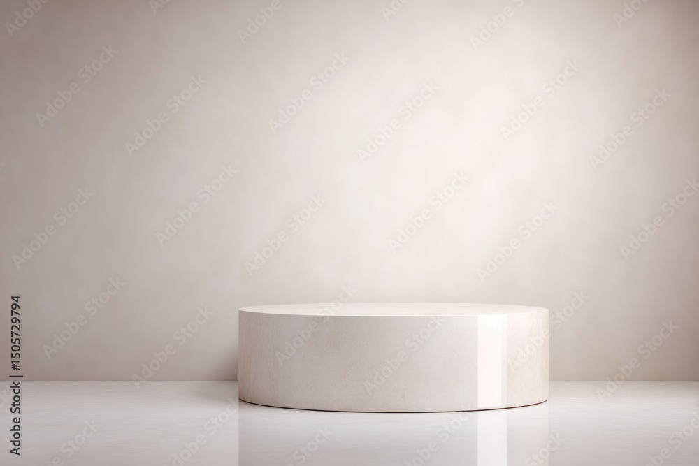 Poster empty podium with reflective surface sparse and minimalistic composition conveying simplicity and el