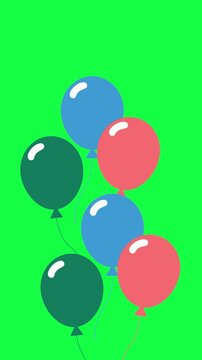 4K Vertical Video Balloon Animation Mobile Screen Size for Social Media Stories & Party Celebrations Green Screen 