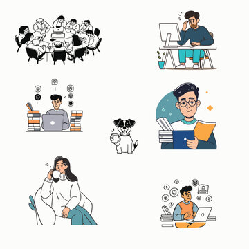 set of business people