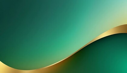 Abstract green gradient background with golden ribbon accent creating an elegant and luxurious feel.