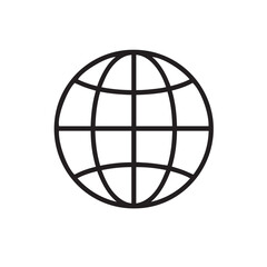 Globe Outline Icon – Minimal Line Art on White