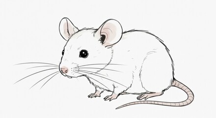 Adorable white mouse illustration perfect for children's books and educational materials charming and sweet
