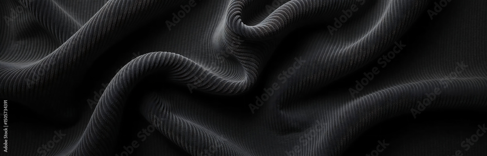 Aufkleber durable black corduroy background features soft wavy creases provides elegant copy space web banners