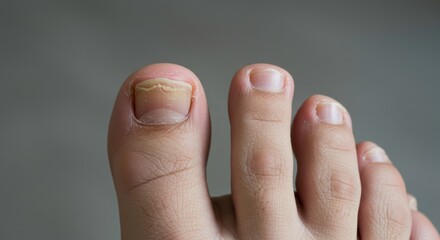 Damaged toenail needs urgent care showing yellow discoloration and deformity seek medical attention now