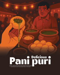 testy delicious pani puri illustration social media post