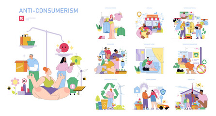 Anti-Consumerism Concepts with Illustrations Pack