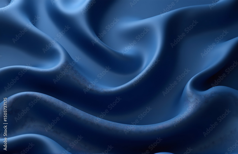 Poster elegant navy blue background features wavy soft folds providing beautiful clean canvas text design