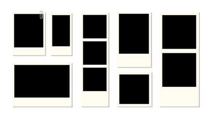 Isolated polaroid frame, Picture frames design set, Snapshot layout vector, Photograph, Photo booth and Album graphic elements for Decoration on Transparent background, Editable